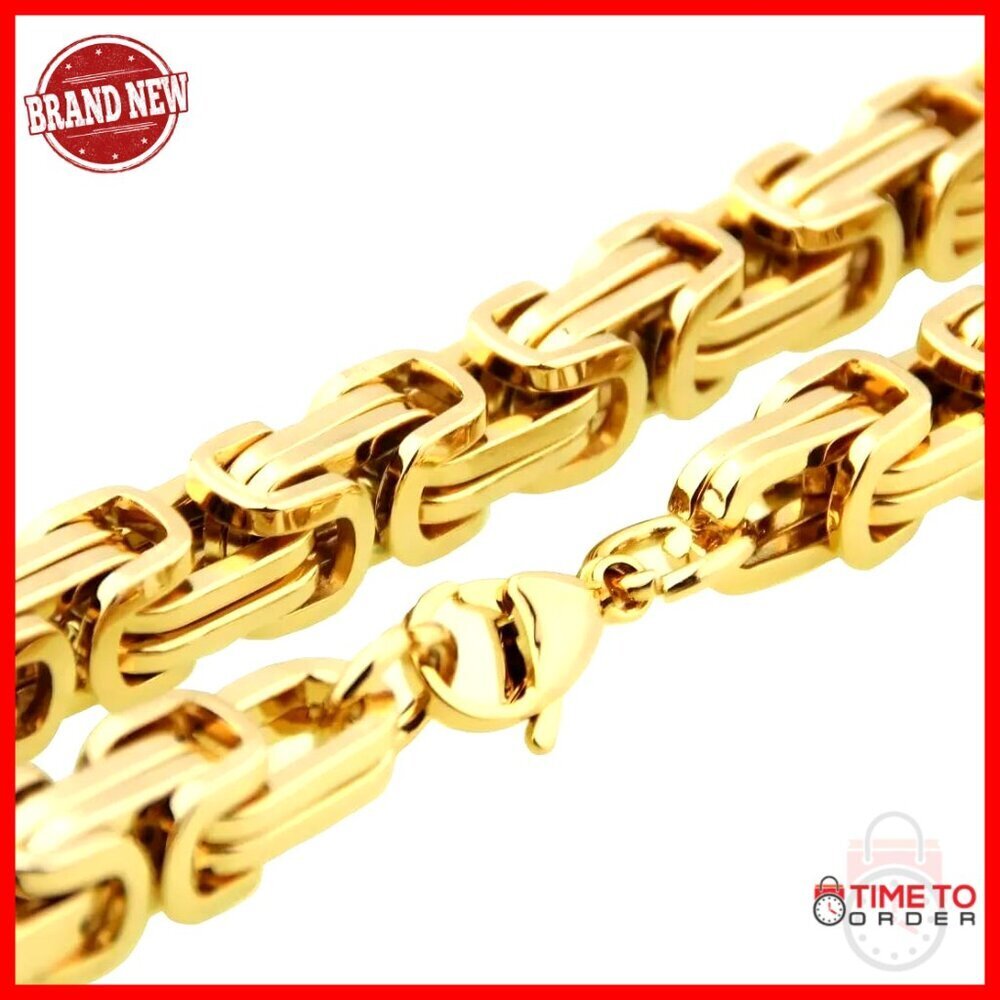Stainless Steel Byzantine Chain Necklace 4mm/6mm/8mm Wide Punk Male